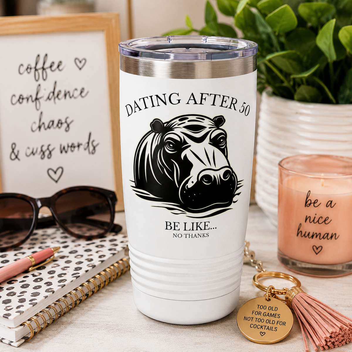 Dating After 50 Funny Hippo Tumbler