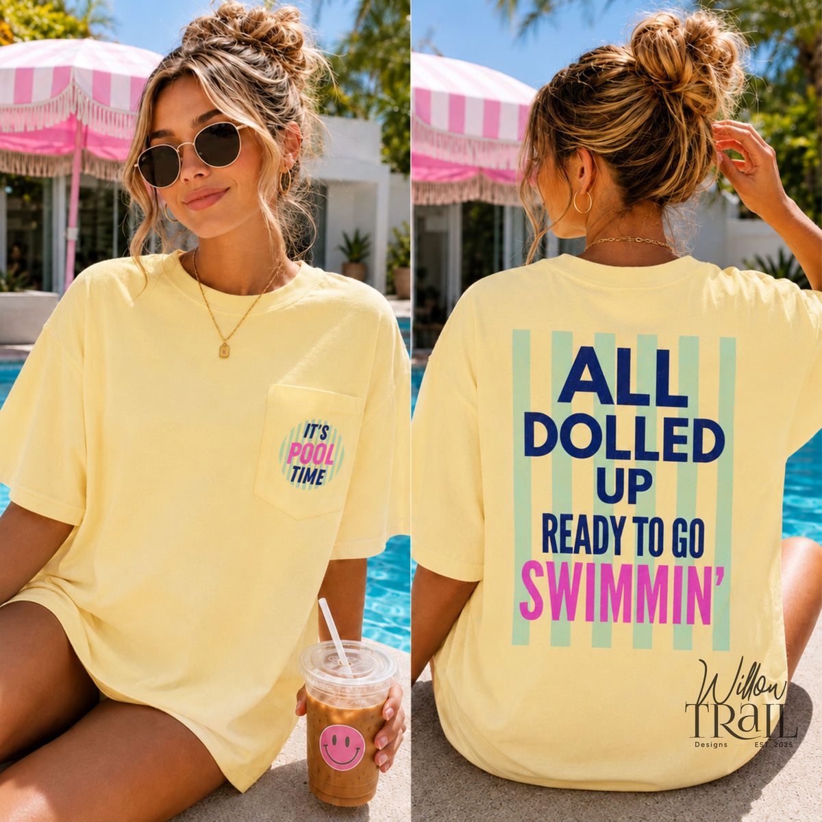 All Dolled Up Ready to Go Swimmin' Pocket Tee