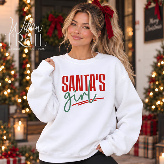 Santa's Girl Preppy Christmas Sweatshirt