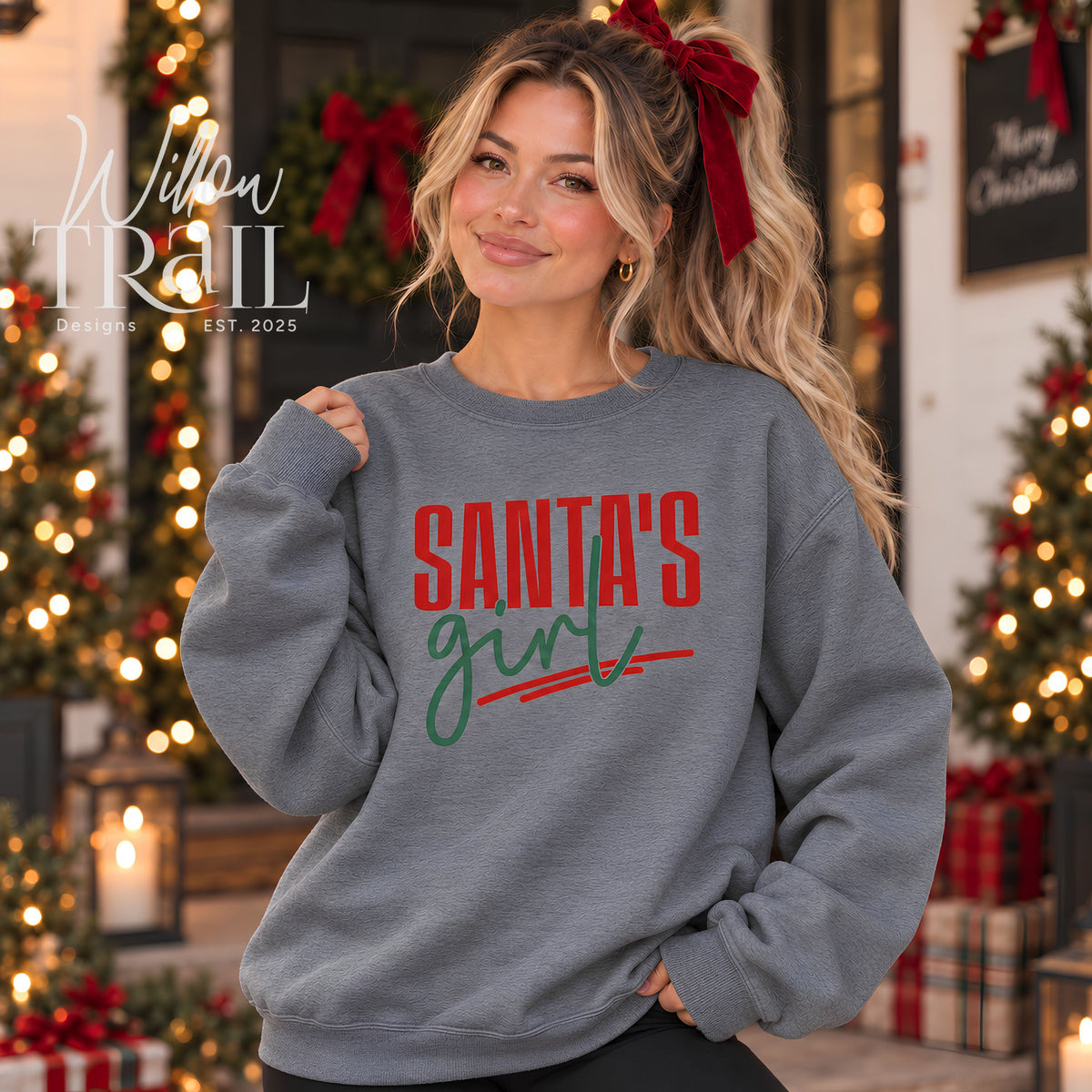 Santa's Girl Preppy Christmas Sweatshirt