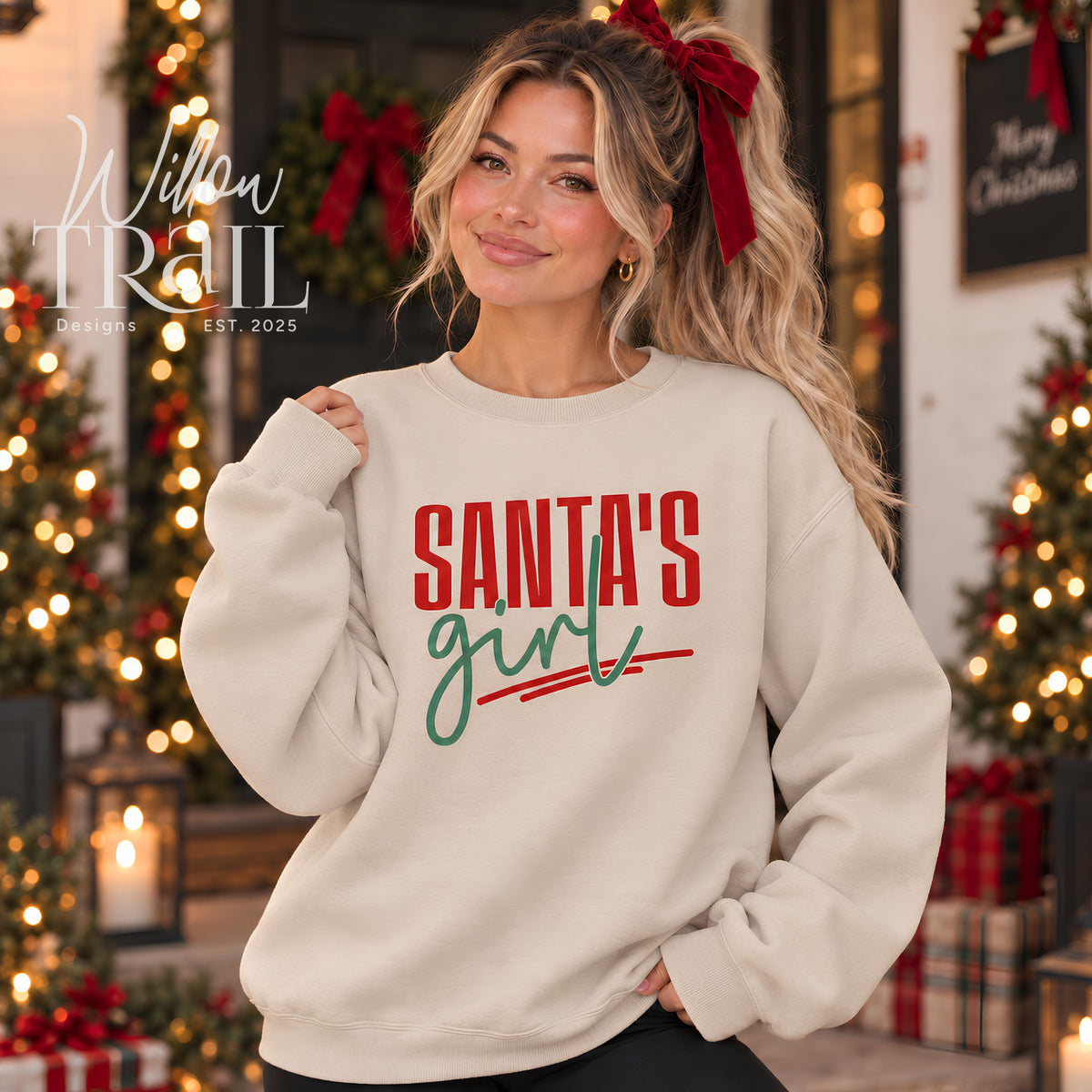 Santa's Girl Preppy Christmas Sweatshirt