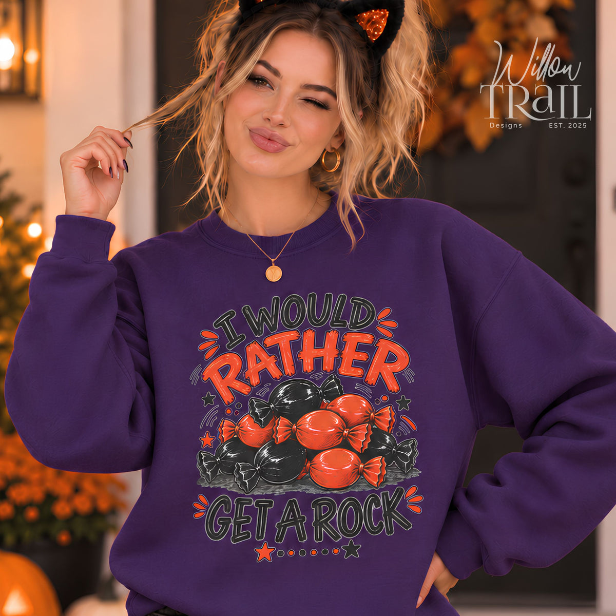 I'd Rather Get a Rock Retro Halloween Sweatshirt