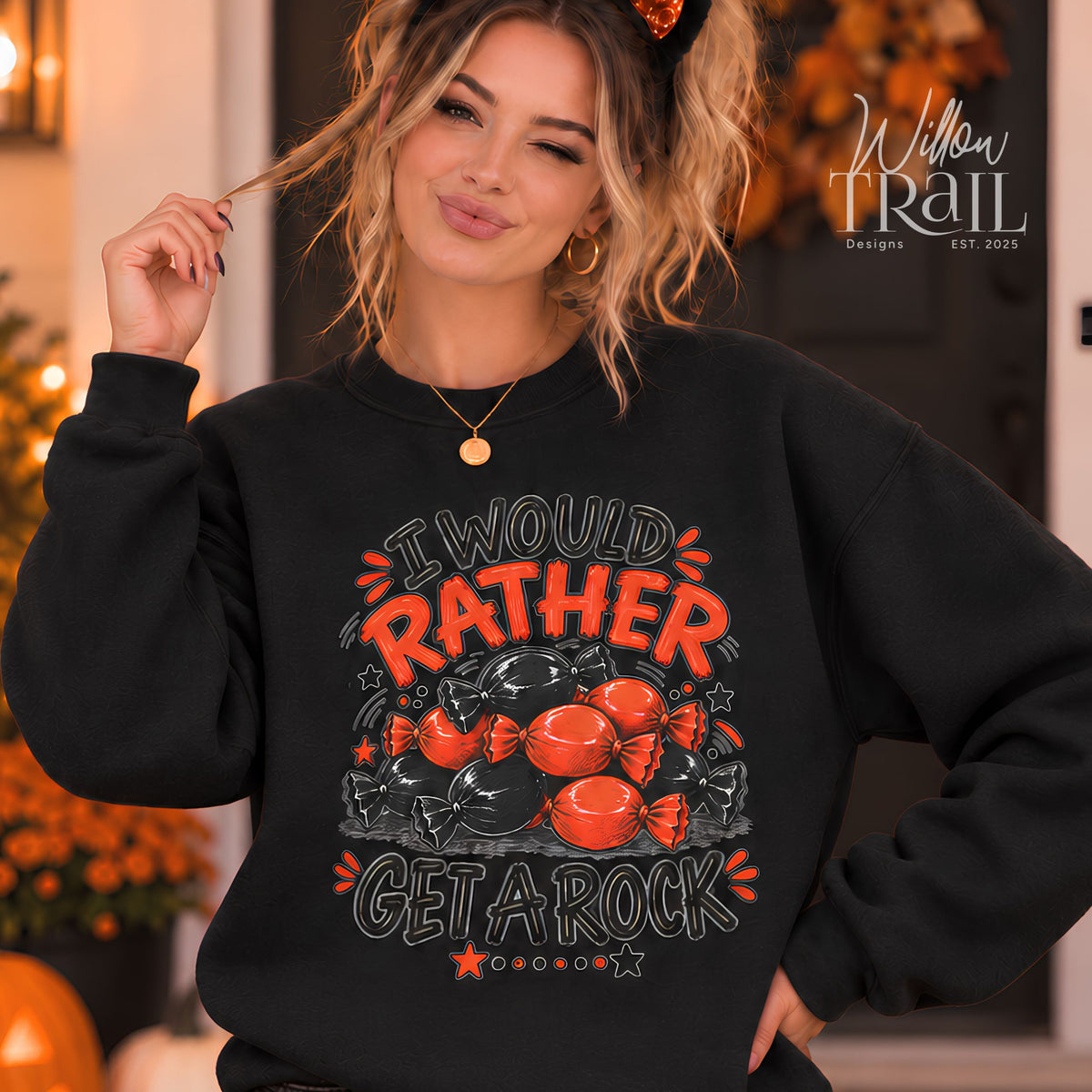 I'd Rather Get a Rock Retro Halloween Sweatshirt
