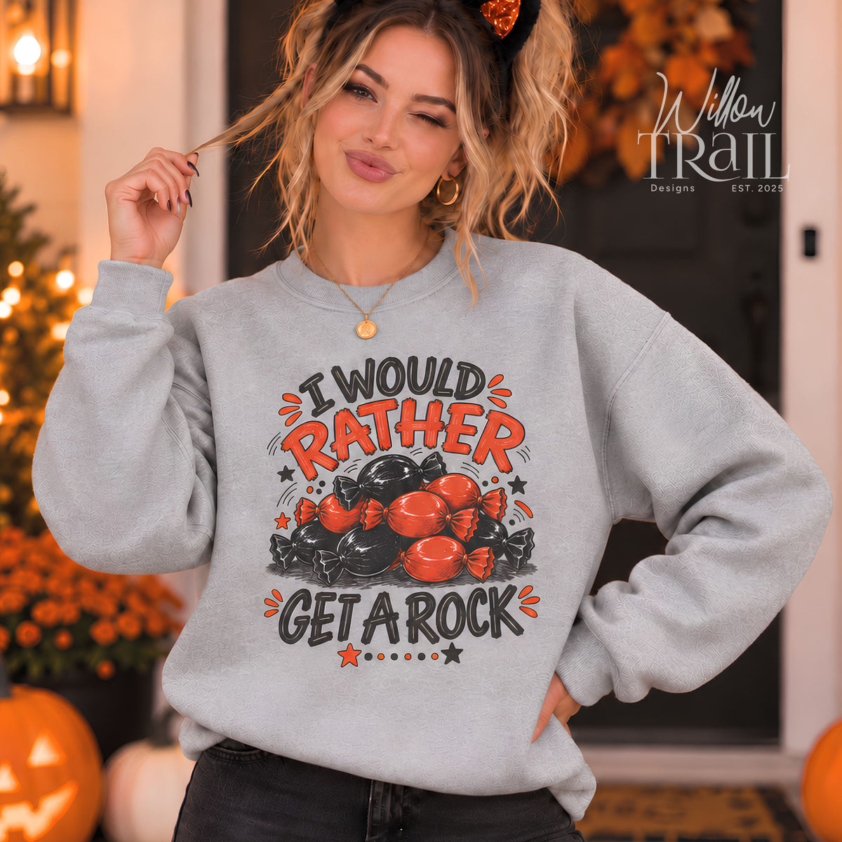 I'd Rather Get a Rock Retro Halloween Sweatshirt
