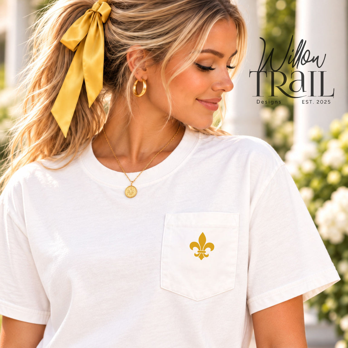 Stay Golden Floral Tiger Pocket Tee