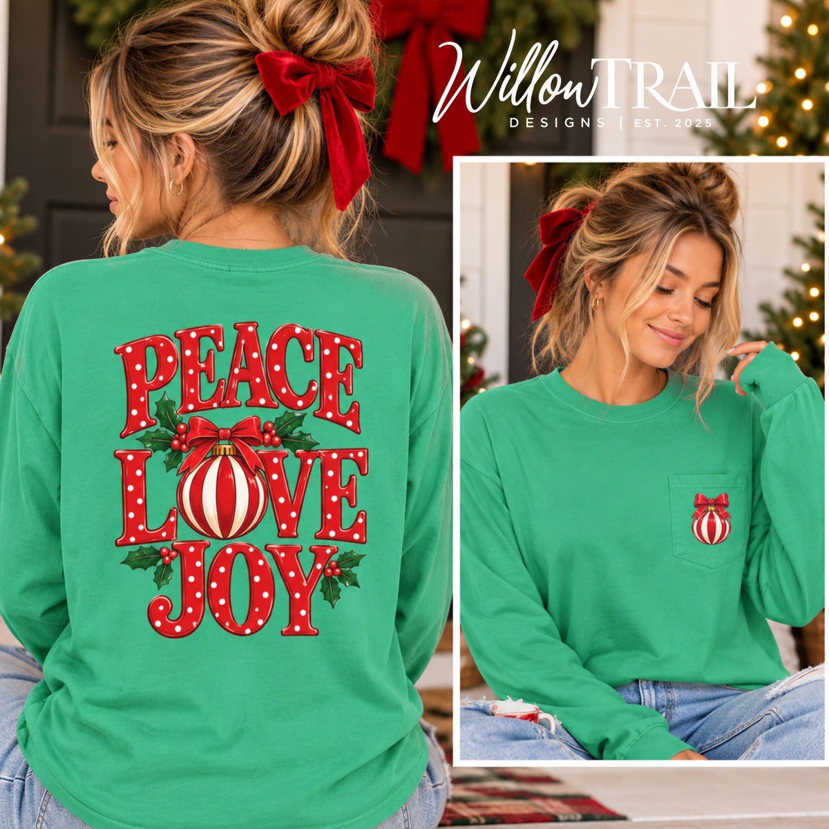 Peace Love Joy Christmas Long Sleeve Tee