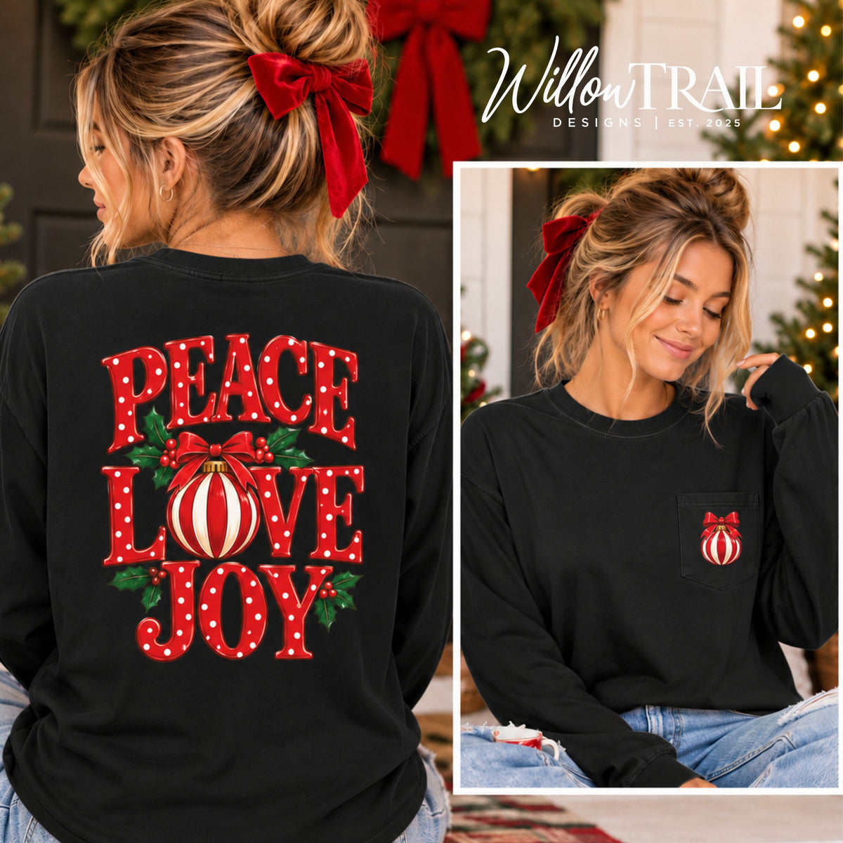 Peace Love Joy Christmas Long Sleeve Tee