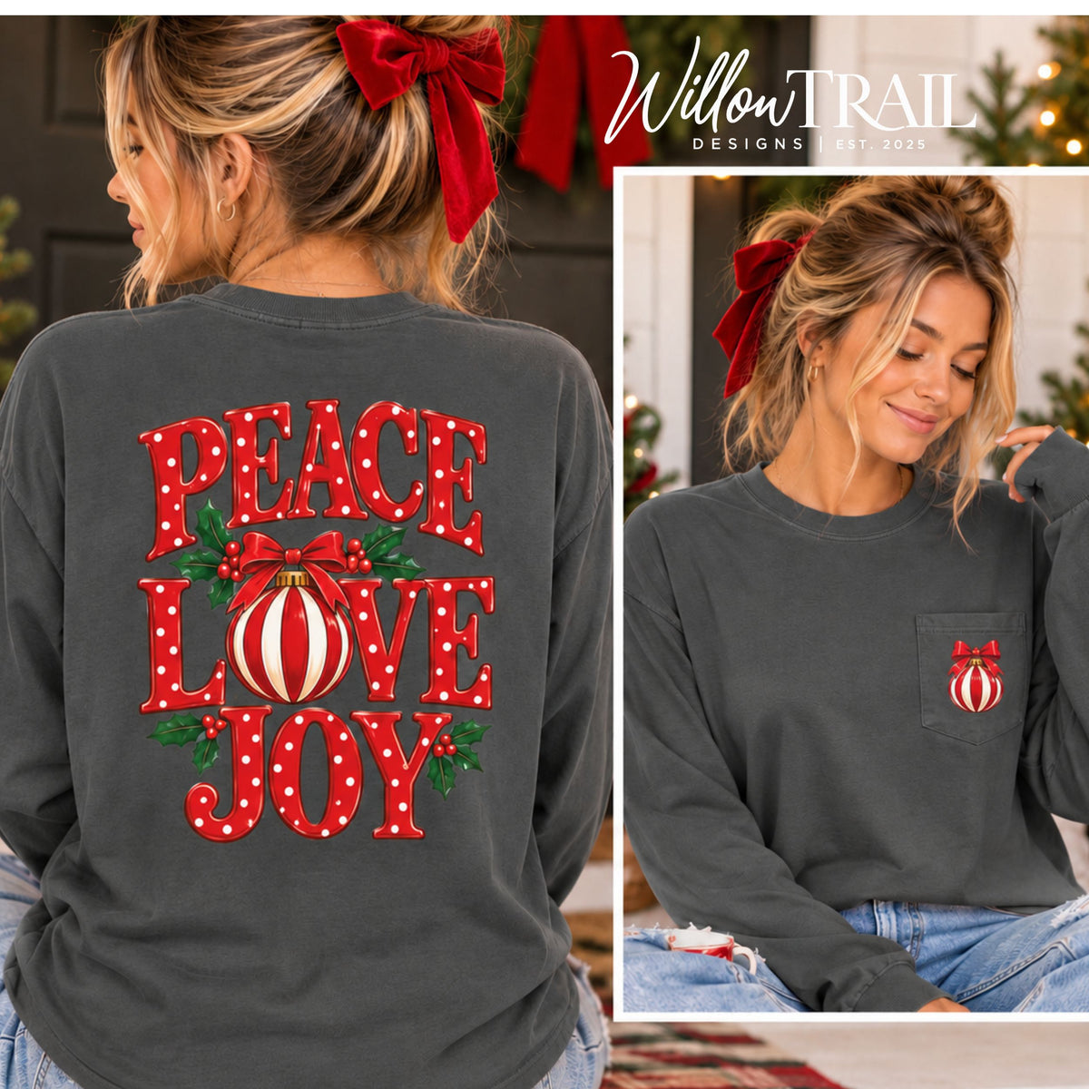 Peace Love Joy Christmas Long Sleeve Tee