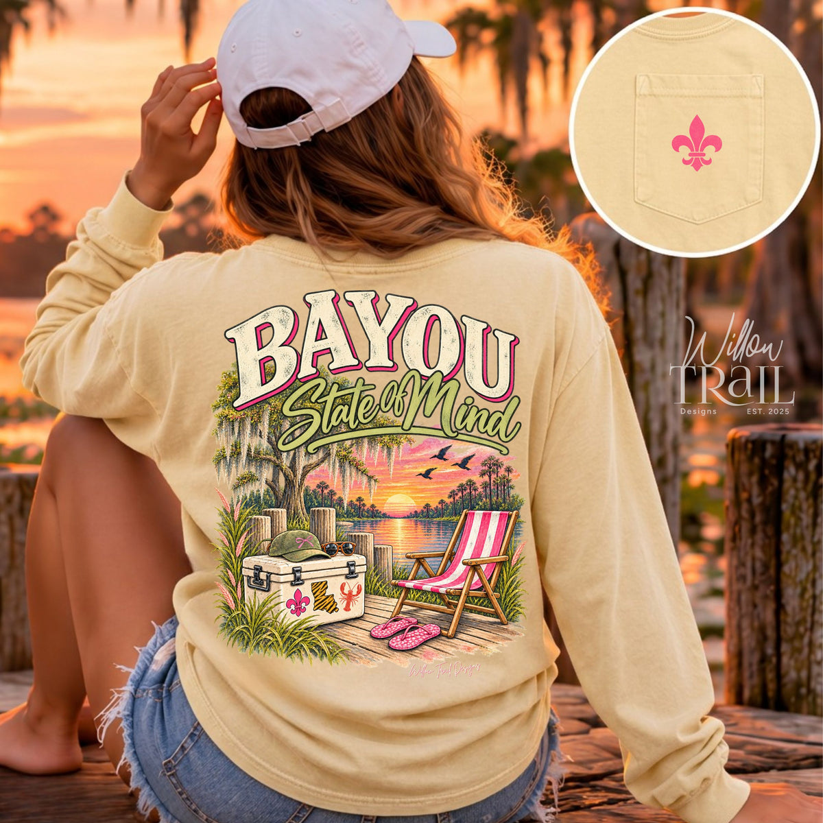 Bayou State of Mind Long Sleeve Pocket Tee