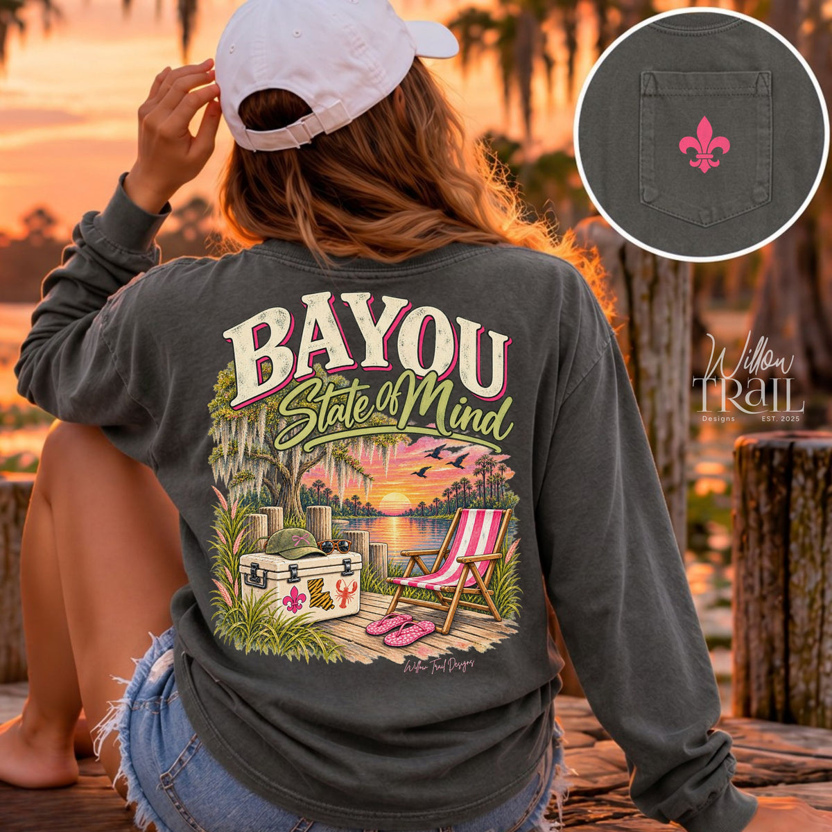Bayou State of Mind Long Sleeve Pocket Tee