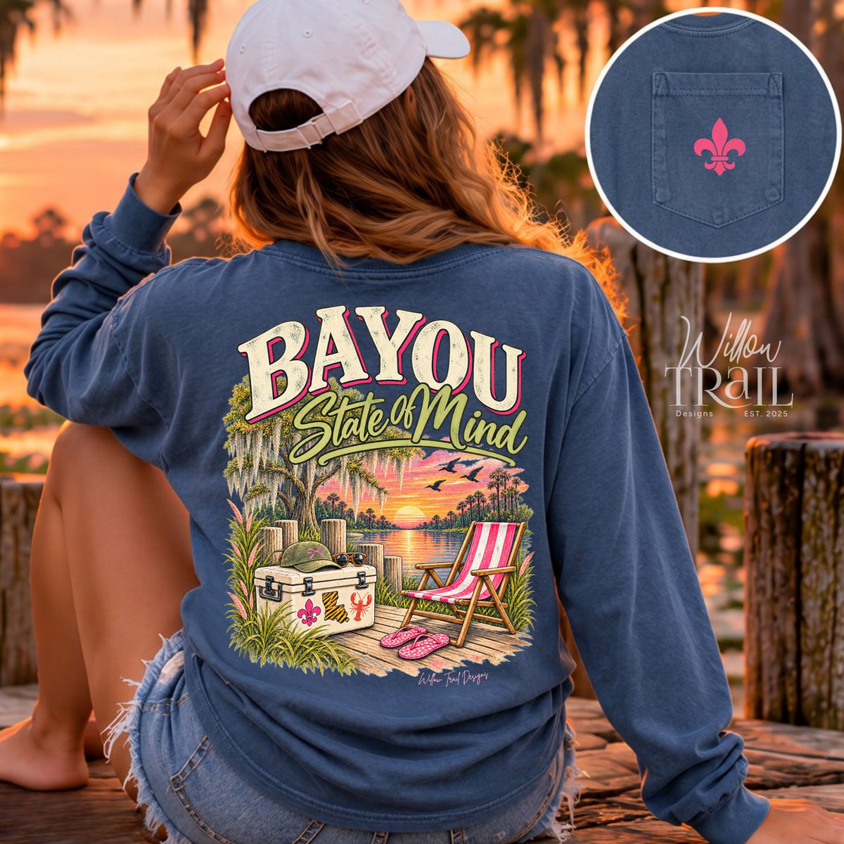 Bayou State of Mind Long Sleeve Pocket Tee