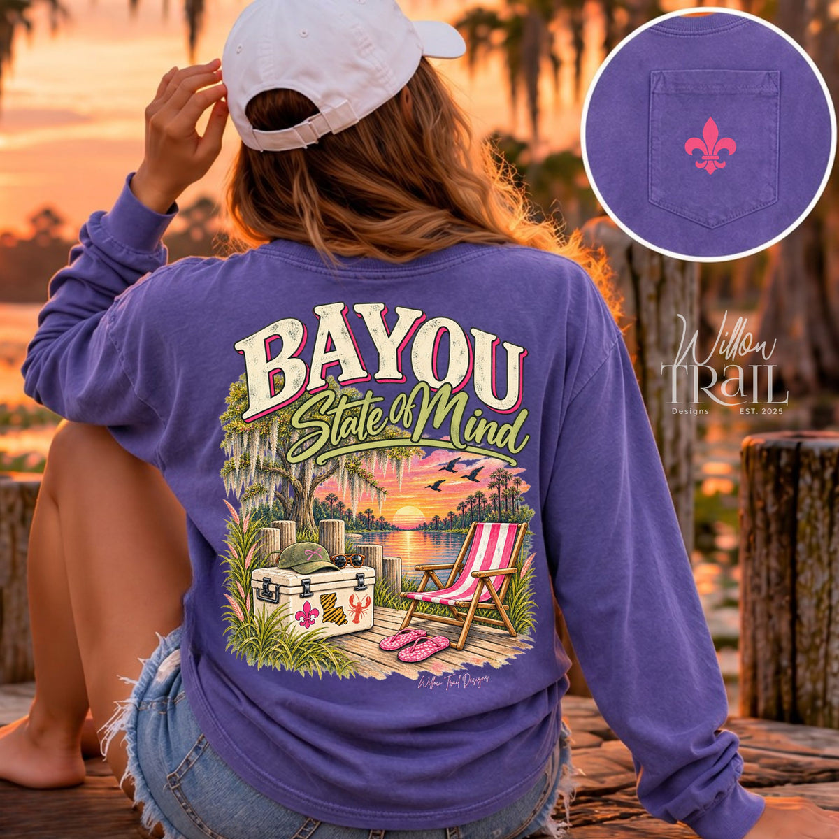 Bayou State of Mind Long Sleeve Pocket Tee
