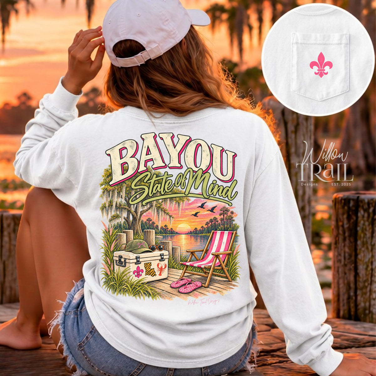 Bayou State of Mind Long Sleeve Pocket Tee