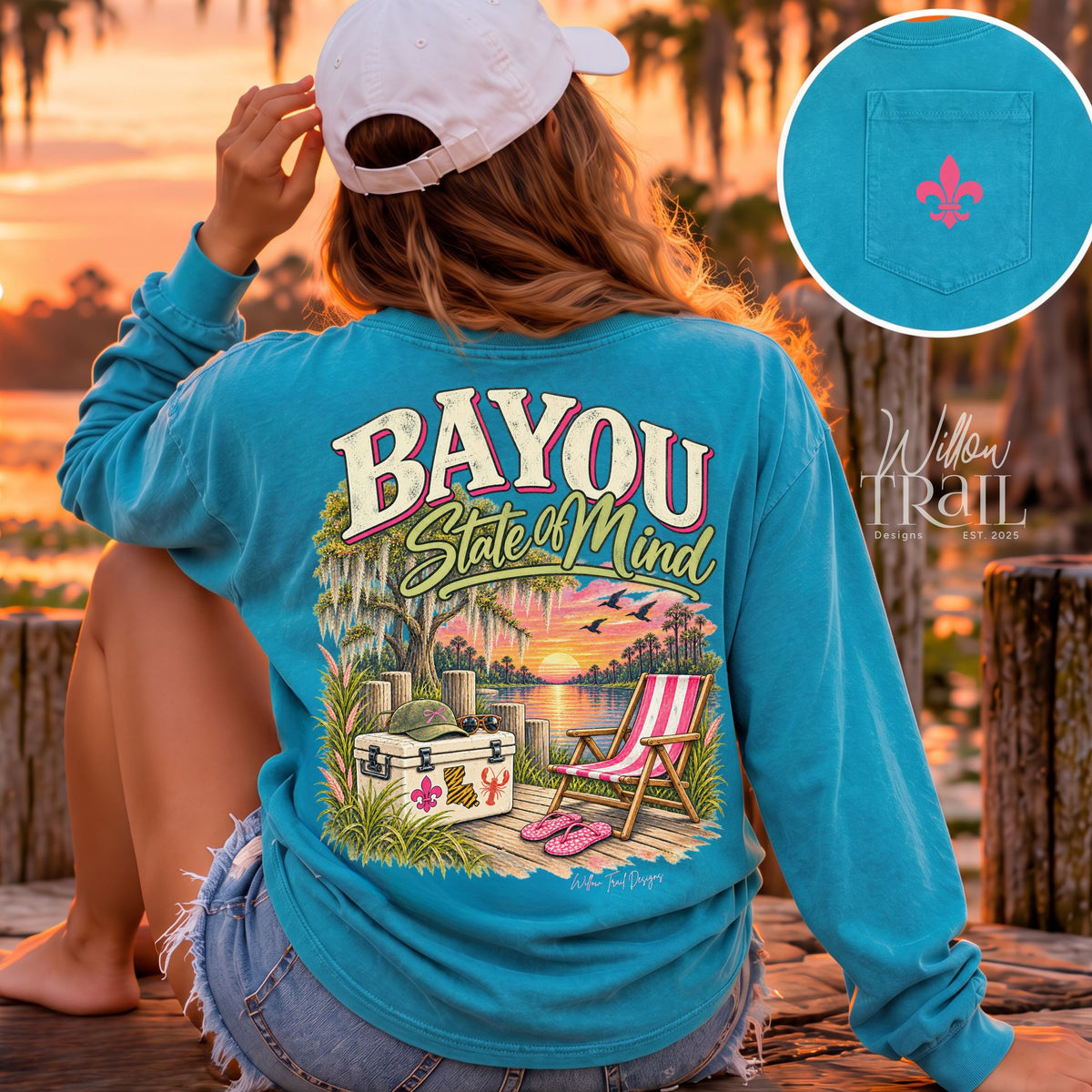 Bayou State of Mind Long Sleeve Pocket Tee