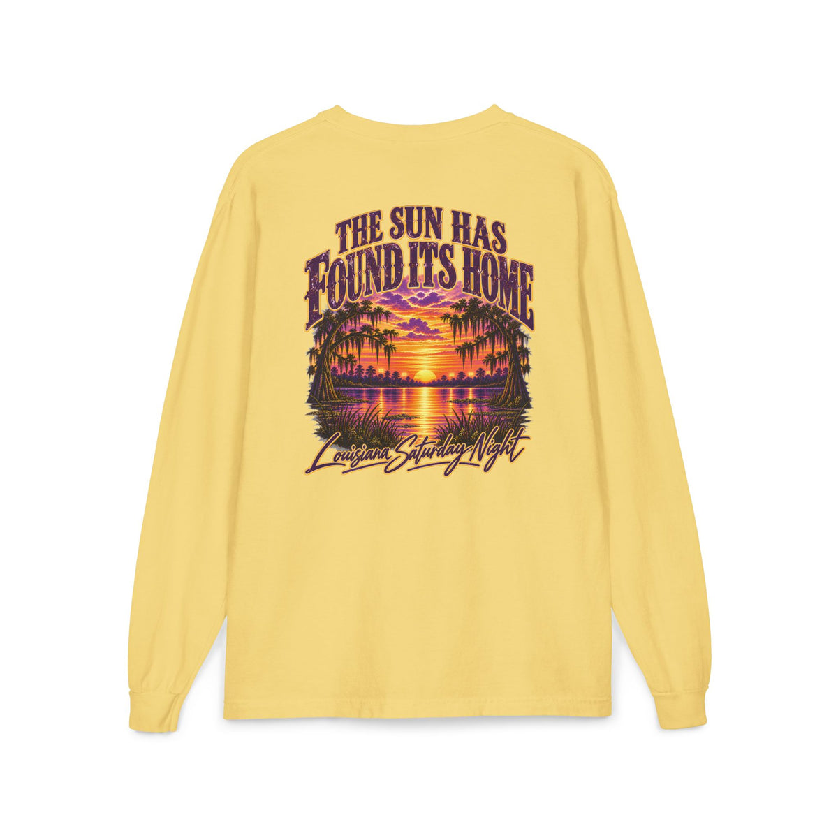 Louisiana Bayou Sunset Long Sleeve Pocket Tee